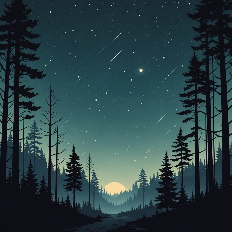 An alternative version that emphasizes deeper tonal reflections, mirroring the peace one finds in the woods at night, designed for deep meditation and stress relief.