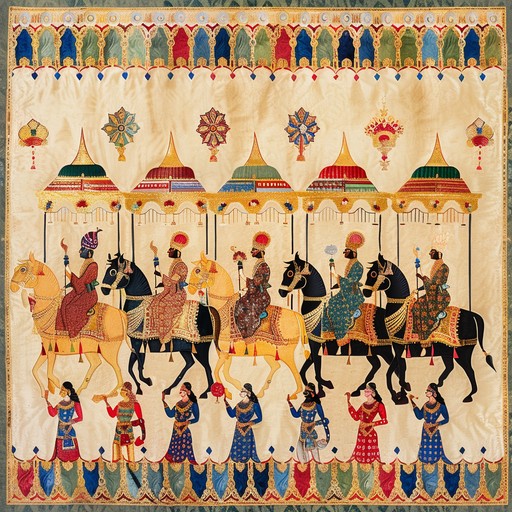 Feel the aura of ancient monarchy through sweeping melodies and the sound of traditional instruments. This composition beautifully captures ceremonies and majestic celebrations in royal courts of old.