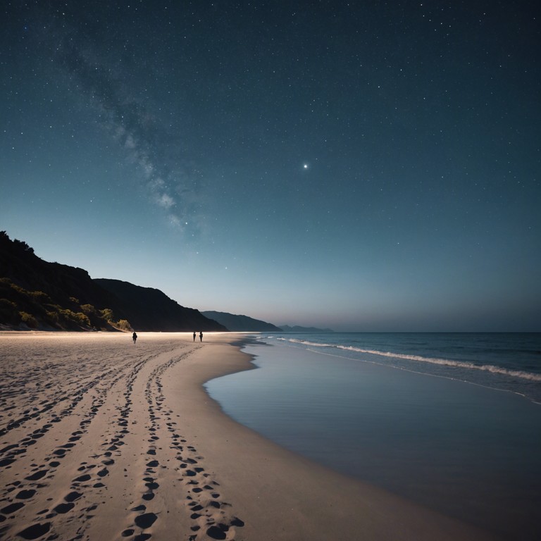 A gentle, romantic melody played by a soft guitar, embodying the essence of a night by the shores of copacabana, under a sky filled with stars.