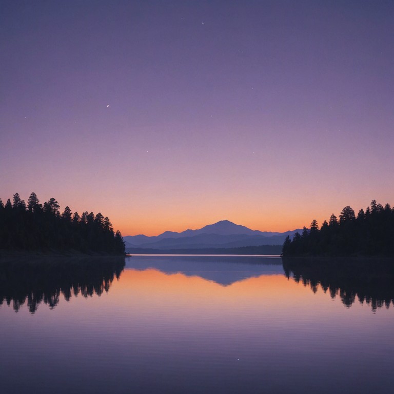 The piece evokes a tranquil scene as evening descends with gentle, flowing piano notes creating a beautiful soundscape reminiscent of a serene sunset. The music progresses smoothly, capturing the essence of calmness and reflection during the dusk hours, making it akin to a musical painting of the sky transitioning from day to night.