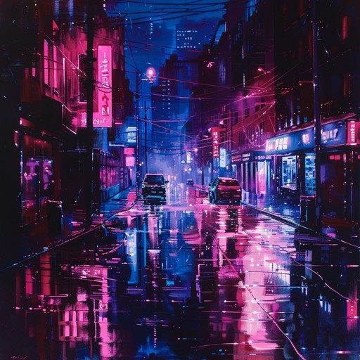 Transport listeners through neon streaked streets with synth driven melodies, conjuring deep feelings of longing and reflective nostalgia, reminiscent of 1980s retrofuturism.