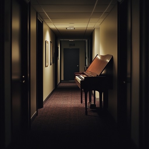 A soft piano plays haunting melodies, filling empty office corridors. The repetitive lines evoke feelings of loneliness and introspection, almost as if the piano itself is contemplating the long past moments of joy and sorrow it once witnessed. This piece provides a melancholic background, perfect for somber, reflective moods.