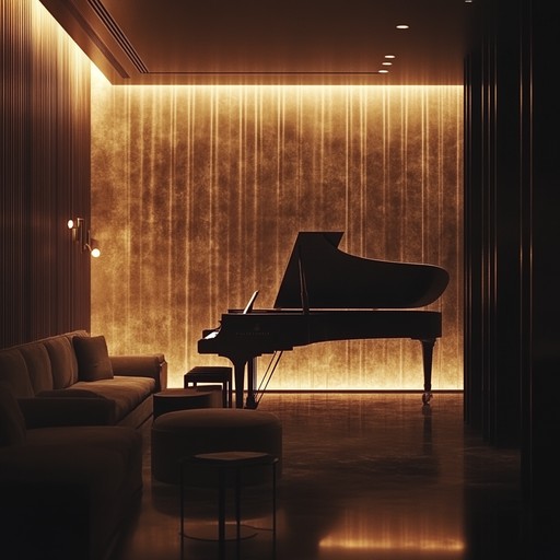 Immerse yourself in a soothing soundscape where delicate piano chords intertwine to craft an intimate lounge ambiance ideal for unwinding in the evening or setting a cozy mood.