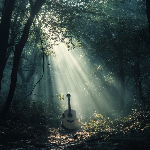 This track draws inspiration from the gentle echoes of a quiet forest, framing soft acoustic guitar melodies that bring a sense of peaceful introspection and intimate connection with nature.