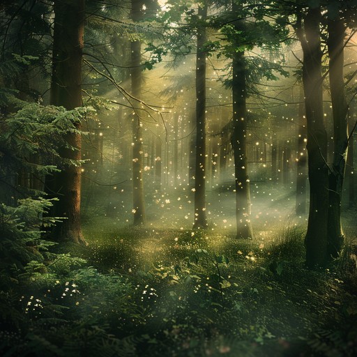 Explore a sonic landscape filled with magical sounds evocative of an enchanted forest at twilight. Gentle winds, whispers between ancient trees, and the distant call of mythical creatures create a captivating atmosphere