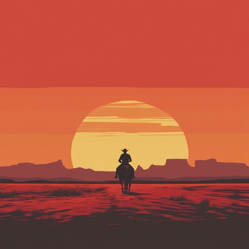 A serene instrumental piece capturing the peaceful essence of a western sunset, with gentle guitar strums and soft harmonica melodies. Perfect for evoking images of wide, open landscapes and a tranquil evening atmosphere in the old west.