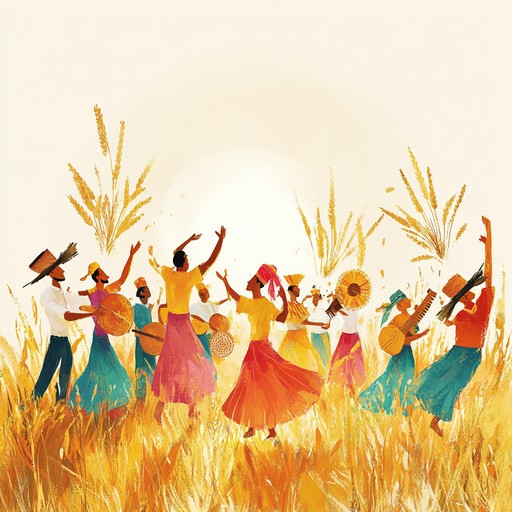 An exuberant and spirited instrumental folk piece that encapsulates the merriment and communal joy of a village harvest celebration, featuring vibrant melodies reminiscent of celtic traditions.