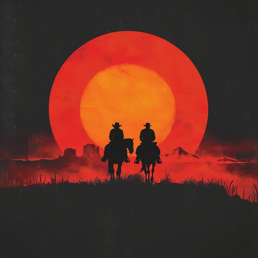 Imagine a lonely cowboy riding through the dusty trails at sunset, the horizon painted with orange and purple hues. The only companion to his solitude is a melancholic tune from his old guitar, merging with the subtle sounds of the wild, capturing the essence of the vast, open prairie and the lurking adventures.