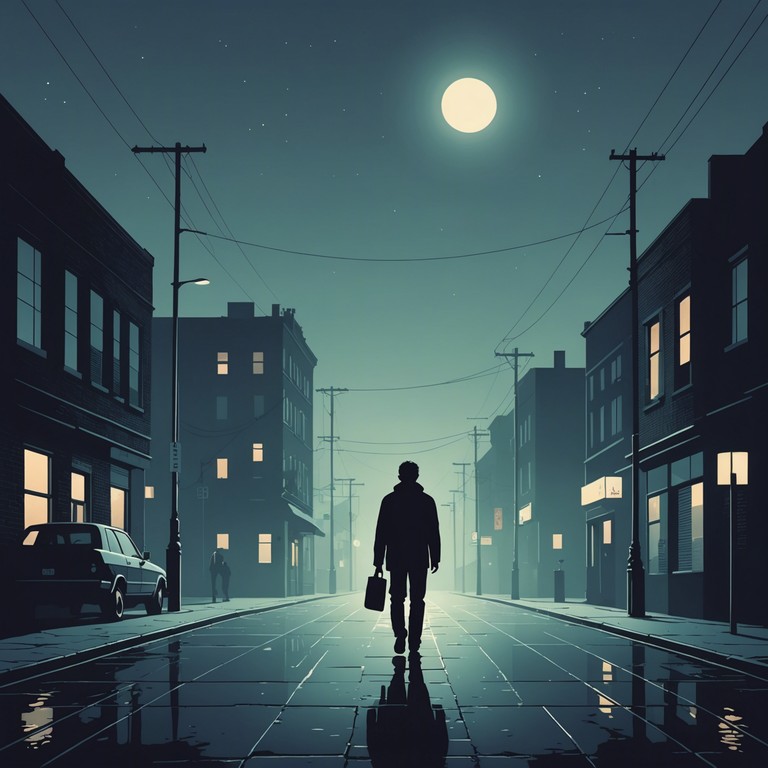 An alternative representation focusing on the introspective journey of a young rebel finding his path in the quiet streets, illuminated only by the moon and intermittent street lamps.