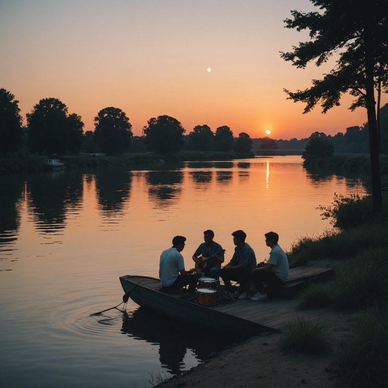 Exploring the musical conversations between brazilian samba and american delta blues, this piece serves as a bridge across continents, celebrating the shared human experience through joyous rhythms and melancholic tunes. It paints an auditory picture of a spontaneous jam session between seasoned musicians from different worlds, sharing stories, laughter, and music under the setting sun.