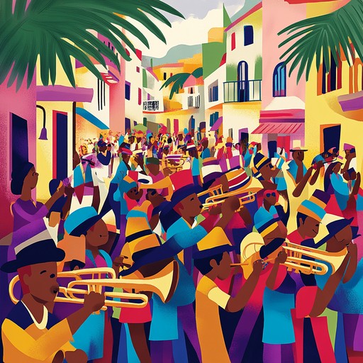 A lively salsa piece featuring spirited trumpets and dynamic rhythms that evoke the excitement of latin street festivals, inspiring everyone to join the celebration.