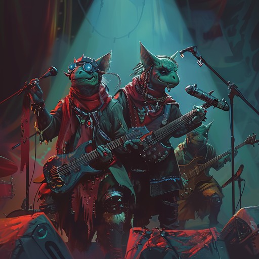 This track combines the intensity of metal with an unexpected playful side. Picture goblins having their own rock opera, with dynamic guitar riffs, whimsical melodies, and a rhythm section that keeps you on your toes. The composition is high energy, with playful yet heavy guitar work and a cheeky, fun loving vibe. A unique blend that's sure to make you smile and headbang at the same time.