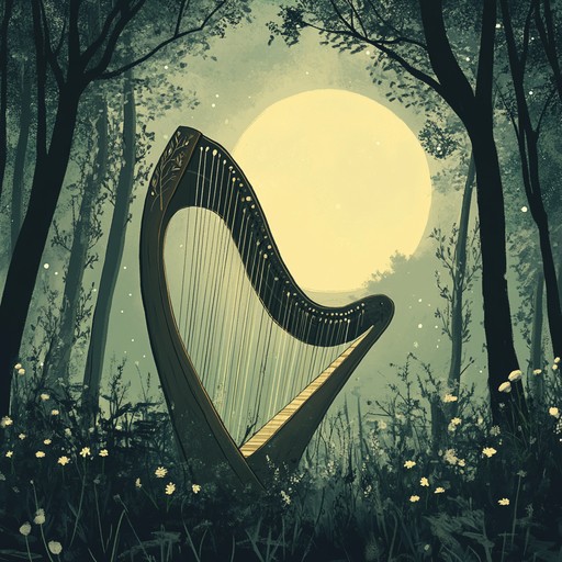 This ethereal nighttime lullaby with gentle harp tones weaves a melancholic soundscape, touching the deepest corners of the heart. The lullaby evokes a serene yet somber nighttime atmosphere, perfect for reflective moments and wistful memories. Ideal for those quiet times when only the softest and most deeply emotional music will do.