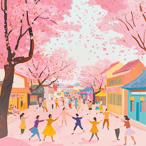 A whimsical instrumental capturing the joy of cherry blossom festivals in springtime japan, featuring bubbly melodies and playful rhythms to create a cheerful, carefree atmosphere.