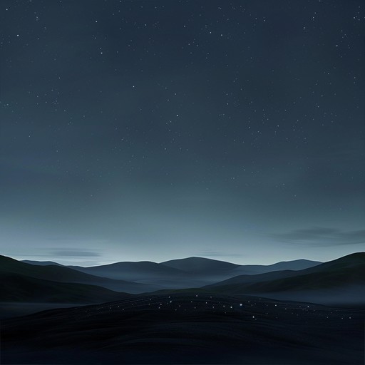 This atmospheric composition features delicate layers of sound that create a sense of tranquility and introspection. Soft, sustained synthesizer pads and subtle, distant echoes of percussion blend together to paint a sonic picture of a quiet, starlit night sky. The sparse arrangement leaves ample space for the listener's imagination to wander, while the gentle ebb and flow of the music maintains a hypnotic, meditative quality throughout.