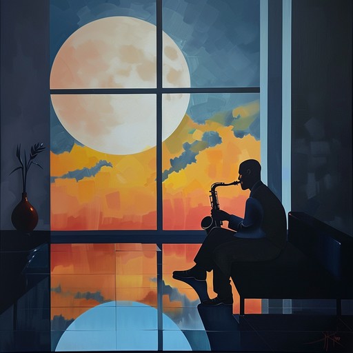 This composition should convey the tranquility and reflective mood of a clear night under the moonlight, focusing on mellow and soothing tones that encourage deep thought and calmness.