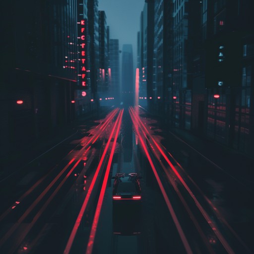 Imagine gliding through the city's veins under a starlit sky, with neon lights reflecting off sleek, wet streets. This track should embody the essence of a cool, crisp night paired with the pulsing beat of urban exploration, integrating moody synths with a rhythmic electronic baseline that captures both the tranquility and the hidden energies of nighttime in a metropolis.