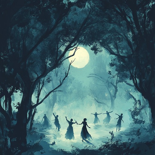 An evocative rumba in a moonlit forest, where shadows dance and tensions simmer. Conga beats create a mysterious, sultry atmosphere, perfect for a secretive and brooding dance