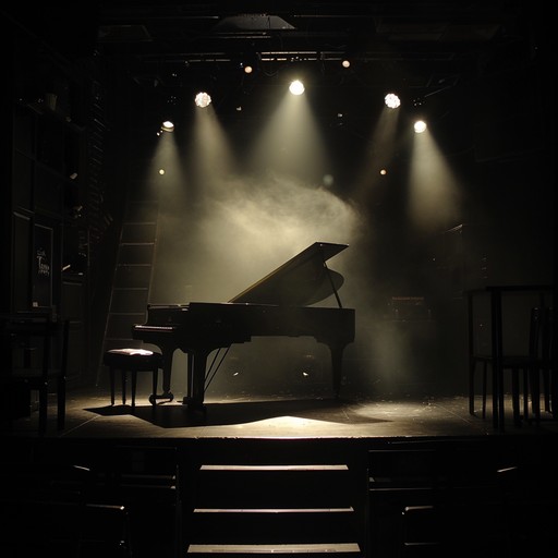 Craft a dark cabaret instrumental with a melancholic atmosphere, featuring haunting piano melodies, subtle accordion accents, and dramatic crescendos. The piece should evoke a sense of sorrow and theatrical intensity, transporting listeners to a shadowy, candle lit performance hall. Perfect for evoking tragic, emotional narratives.