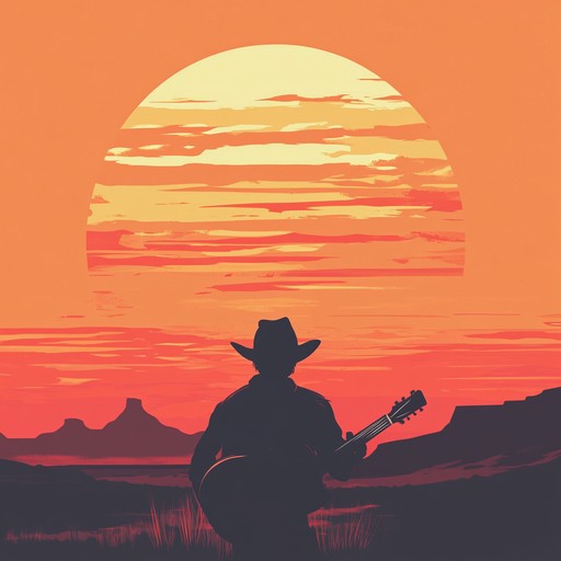 A soulful guitar melody, rich in emotion, plays against the vast expanse of a lonely desert, capturing the essence of solitude and reflection under the setting sun.