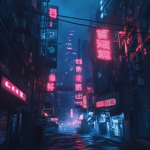 Dive into a cyberpunk nightscape where neon lights flicker, shadows dance, and mysterious beats resonate. Futuristic synth melodies weave in and out of hypnotic rhythms, creating an enigmatic, dystopian atmosphere. A journey through a digital underworld, filled with intrigue and allure.