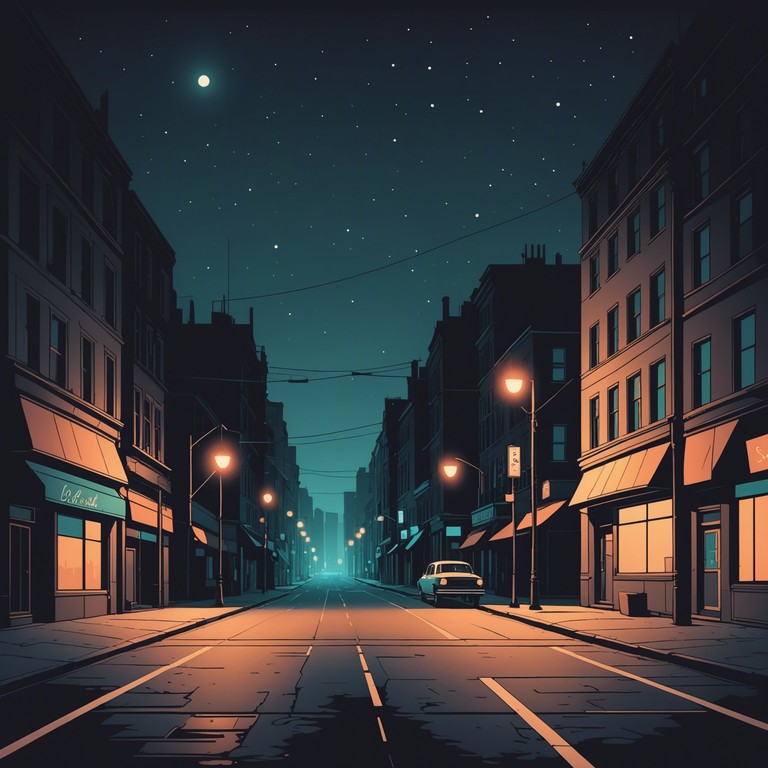 An instrumental track that conjures images of dimly lit urban landscapes, where the slow pace of night meets the subtly menacing sounds of the city's underbelly. The music serves as a backdrop to a noir film scene, accentuating the tension and anticipation of the unknown. The dominant use of a deep, gritty electric guitar sets the tone, enveloped by the atmospheric synthesis of dark ambiances.