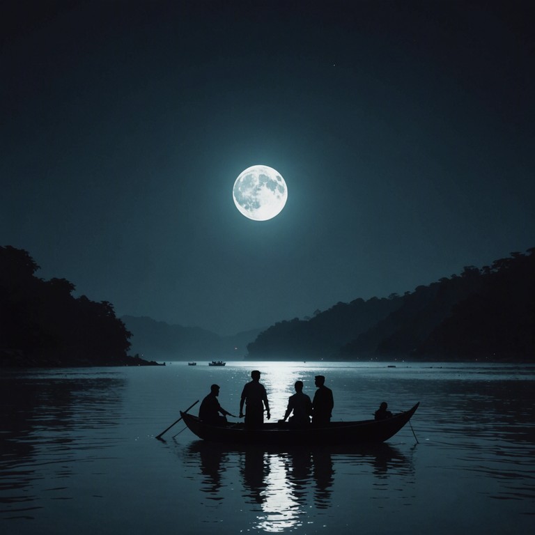 In this track, the traditional sounds of the sitar blend with rock elements to create a deep, resonant soundscape that captures a sense of intrigue and foreboding. The music tells the story of a mysterious night on the river ganges, where shadows appear to move on their own amidst the gentle lapping of the water.