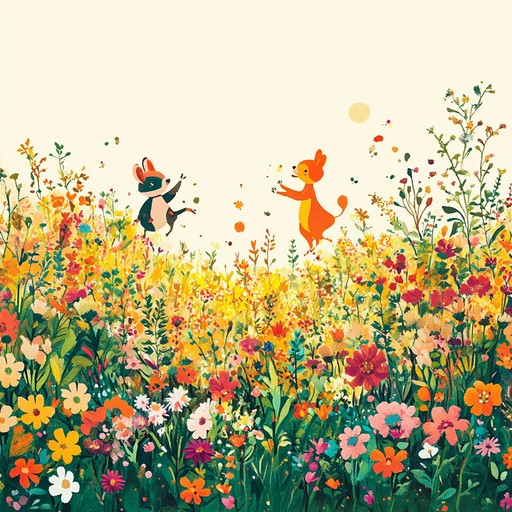 A lively, whimsical, and delightful classical piece that captures the essence of playful creatures frolicking through vibrant, flower filled meadows under the warm glow of the sun.