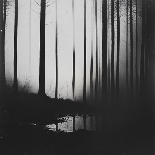 This composition features shadowy synthesizer tones and dissonant melodies, painting an aural picture of a haunted, fog covered forest. Sudden sharp bursts and lingering echoes create a sense of panic and otherworldly whispers.