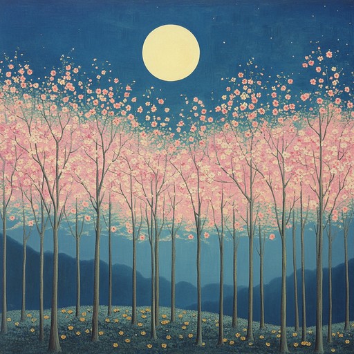 A serene and ambient instrumental track designed to evoke a feeling of tranquility as if you were sitting under moonlit cherry blossoms. The gentle melodies provided by a captivating koto create an atmosphere of calm and relaxation, perfect for a soothing anime scene or introspective moment.