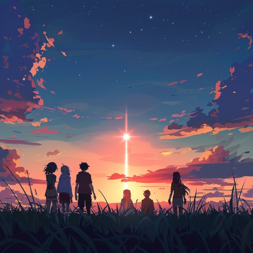 This instrumental piece brings the excitement of a new anime journey. Starting with a cheerful piano melody, it gradually builds with layers of vibrant strings, encapsulating the optimism and hope of new adventures. The music evokes images of sunrise and the thrill of uncharted adventures.