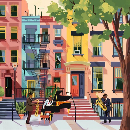 Infused with a bright and cheerful spirit, this instrumental blends soul and jazz, with catchy saxophone riffs, rhythmic piano, and an infectious groove that embodies a sunny afternoon's joyfulness on a bustling street.