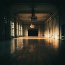 a lonely waltz resonates through an abandoned, silent ballroom