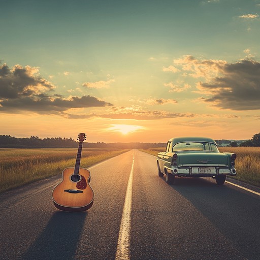 An energetic americana tune blending groovy rhythms and melodies, evoking images of open roads, sunsets, and carefree adventures.