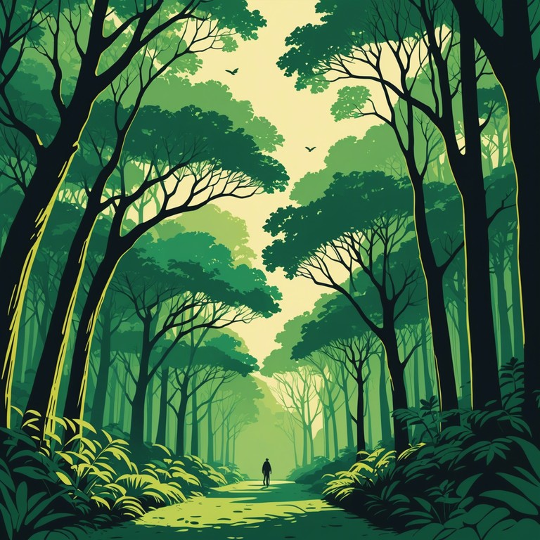 Venture into the lush, dense heart of the jungle with this track, where traditional rhythms blend with surprising melodic elements to evoke both the mystery and the beauty of uncharted terrains. The music is layered with rhythmic complexity and uses natural ambient sounds to create a sense of depth and adventure.