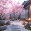 an instrumental inspired by serene japanese gardens in spring