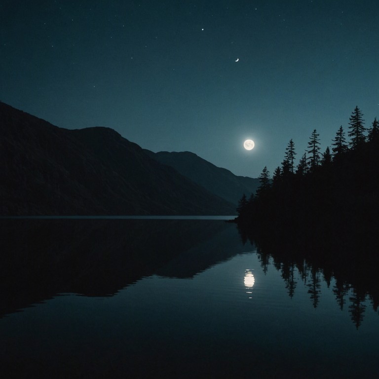 Immerse into the profound quiet and unsettling beauty of a moonlit lake, where each cello note underlines a lore of seclusion and hidden whispers, blending subtly into the night.