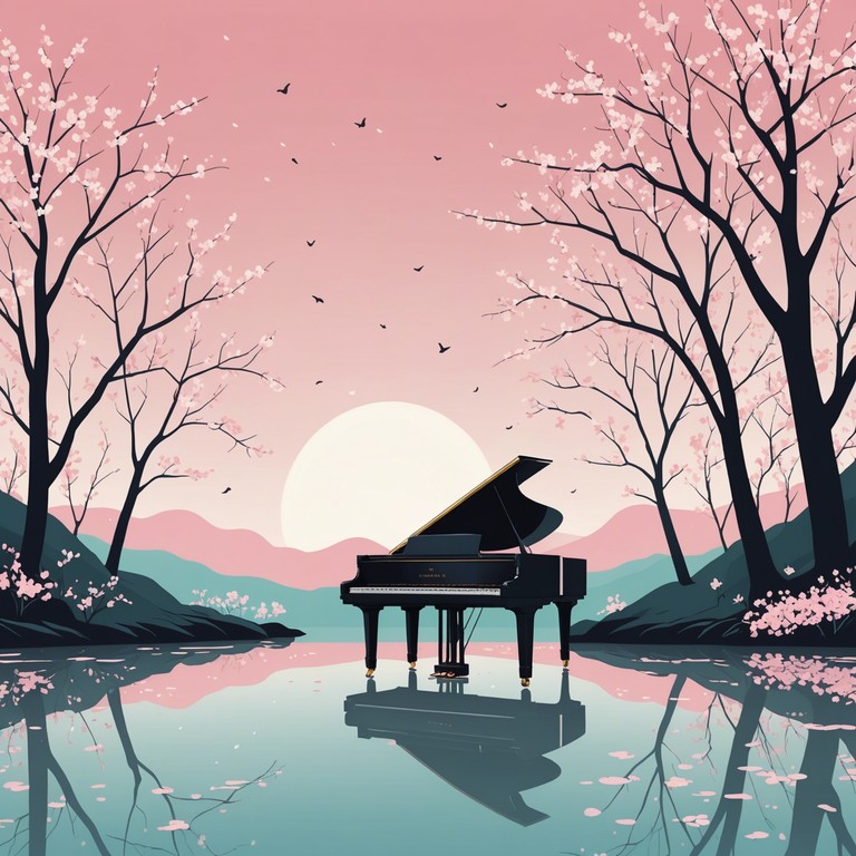 Imagine sitting peacefully under a cherry tree, the petals gently falling around as the soft tones of an electric piano play a calming melody, inducing a state of relaxation and inner peace.