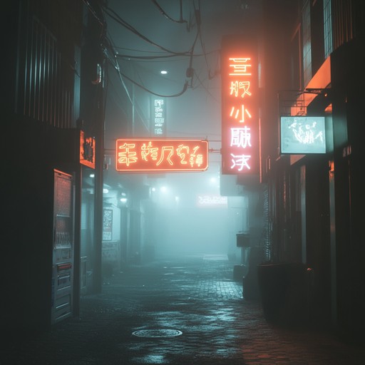 Dive into a chilling, neon lit tokyo night as pulsating synths and ominous melodies weave through the foggy streets, creating an unsettling yet captivating atmosphere.