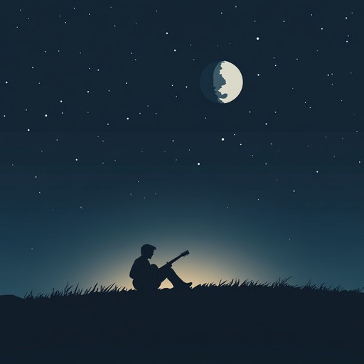 The music captures the essence of quiet contemplation under the night sky, blending soulful guitar melodies with gentle blues rhythms, invoking feelings of nostalgia and inner reflection