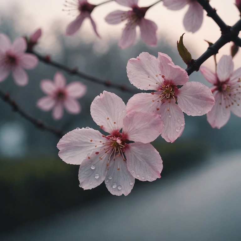 A soft, enchanting tune plays as you meander through a blossoming sakura garden, each note a delicate petal falling around you, enhancing the sense of peace and renewal.