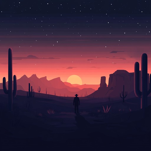 A haunting, ethereal composition blending traditional western guitar with ambient elements, evoking the vast, lonely expanses of the desert and the whispers of forgotten cowboys. The track slowly weaves through echoes and reverberations, creating a mirage like atmosphere that is both haunting and nostalgic. Perfect for invoking a mystical sense of the old west.