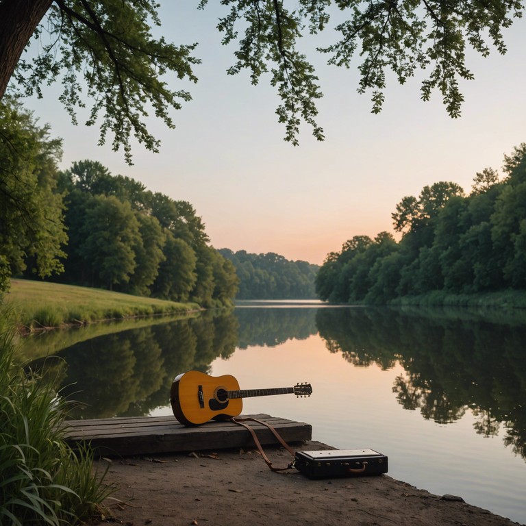 A soulful and introspective blues piece that evokes the spirit of solitude and deep reflection. The song harnesses the deep emotional currents of the delta blues, featuring a gentle guitar performance interlaced with the poignant sounds of a harmonica, creating an ambiance of introspective solitude and timelessness. The song slowly builds in emotional depth, reflecting the ebb and flow of personal contemplation and the solitude of riverside reflection.