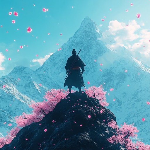 A captivating instrumental track combining traditional japanese instruments with modern anime influences, featuring ethereal melodies, spirited rhythms, and enchanting harmonies. This piece evokes the spirit of a mystical samurai adventure traversing through vibrant landscapes and legendary battles.