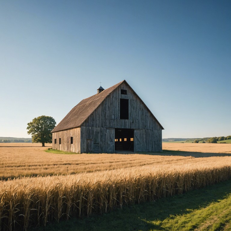 Imagine a delightful auditory journey through a day at the farm, from the first gleams of dawn to the tranquil sunset, expressed through sprightly banjo melodies and the natural symphony of farmyard life.