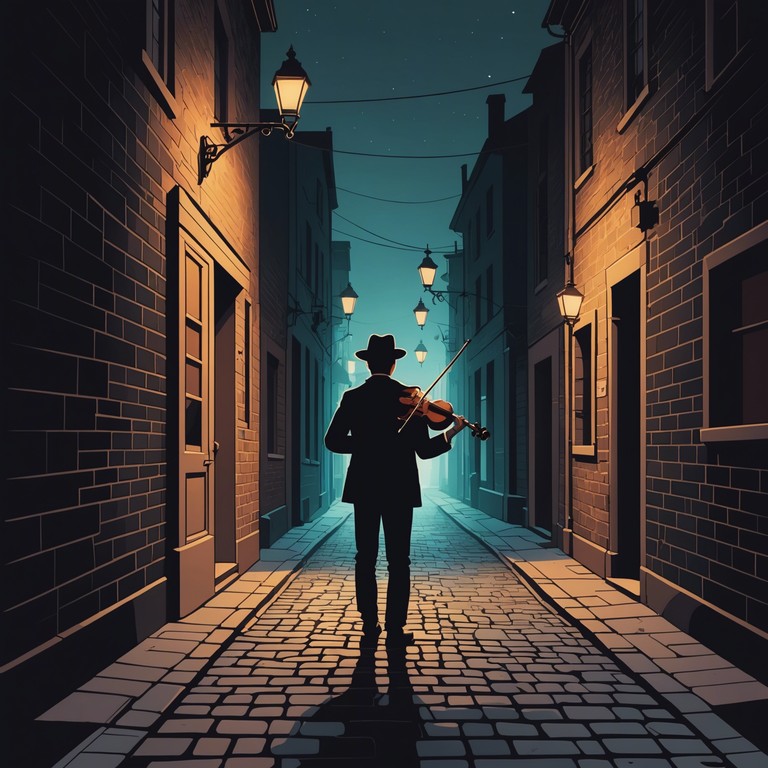 An instrumental track where a sultry violin plays deep, romantic, and somewhat edgy melodies, evoking feelings of a secret rendezvous in a shadowy alley. The composition blends classical romanticism with a sense of mystery and anticipation.