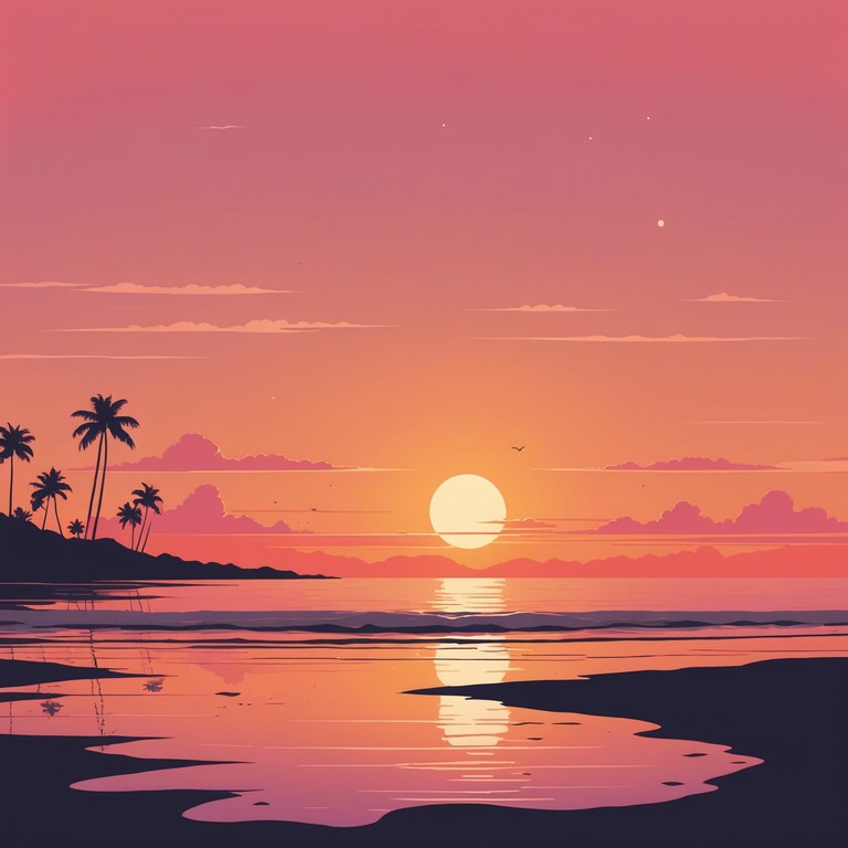 This track features a smooth, sensual melody that captures the essence of a tropical evening as the sun sets over a picturesque beach. The piece blends gentle acoustic instruments with a softly pulsating rhythm, creating a dreamy, romantic atmosphere suitable for relaxation or intimate moments.