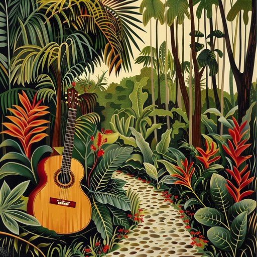 Immerse in a tropical paradise with enchanting jungle sounds, smooth bossa nova rhythms, and dreamy melodies that transport you to a serene brazilian retreat, blending the essence of nature and music.