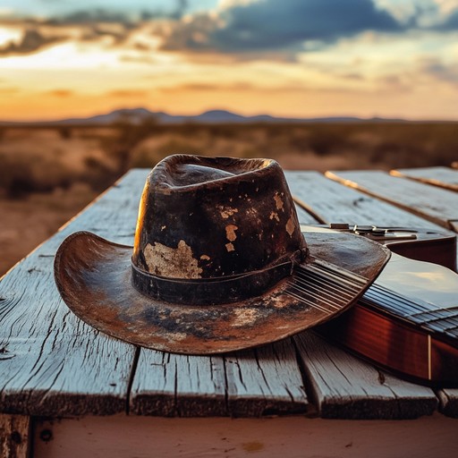 A passionate instrumental blending gritty country guitar riffs with haunting harmonica melodies, evoking images of dusty trails, old saloons, and the rugged spirit of the american frontier.