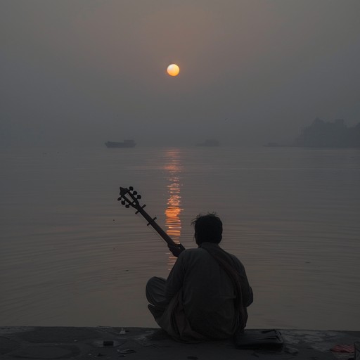 This instrumental piece is designed to transport listeners to the ancient ghats of varanasi, evoking a sense of tranquility and deep nostalgia through emotive sitar melodies. The music captures the serene essence of the ganges river at sunrise, blending traditional hindustani elements with a touch of modern ambient sounds, creating a meditative atmosphere